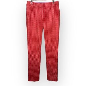 Boden Richmond Red Trousers with Glasses Motif Slim Straight Leg Pants Size 6L
